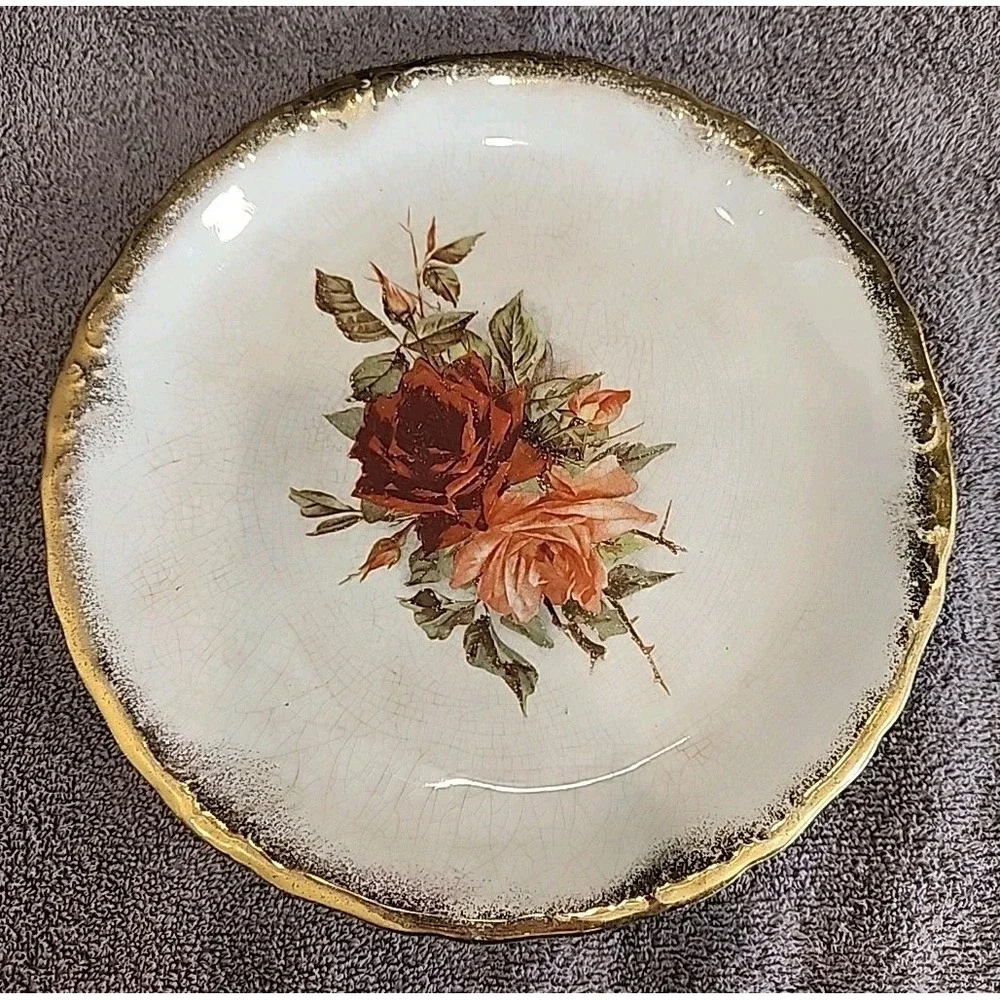 **RARE Antique‎ Sevres Porcelain Plate Circa 1850 Flowers with Gold Trim
